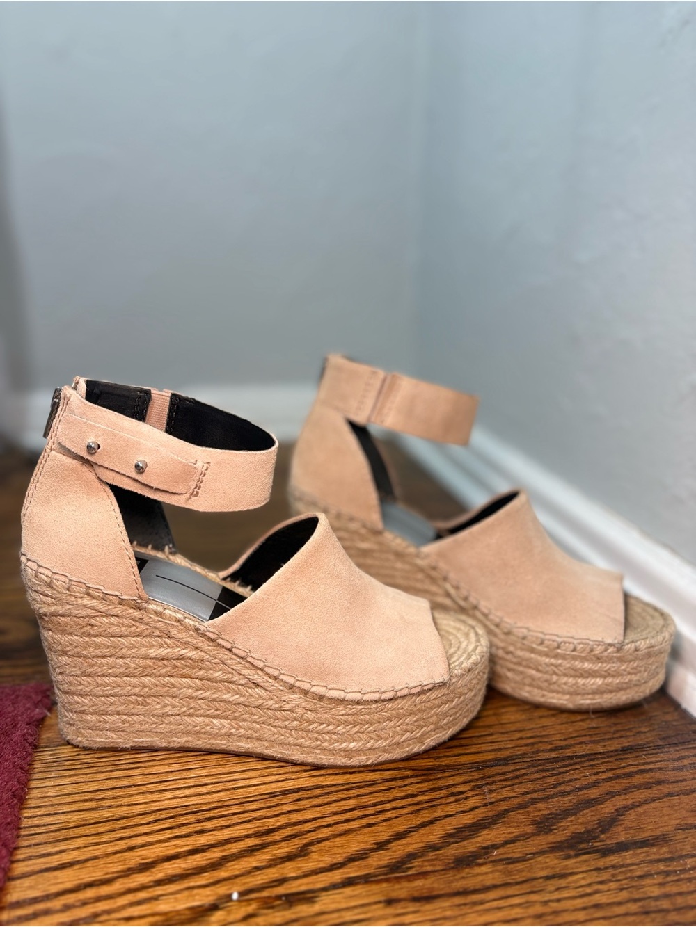 Dolce Vita Nude Espadrille Platform Wedge Sandals Ankle Strap Heels 8.5